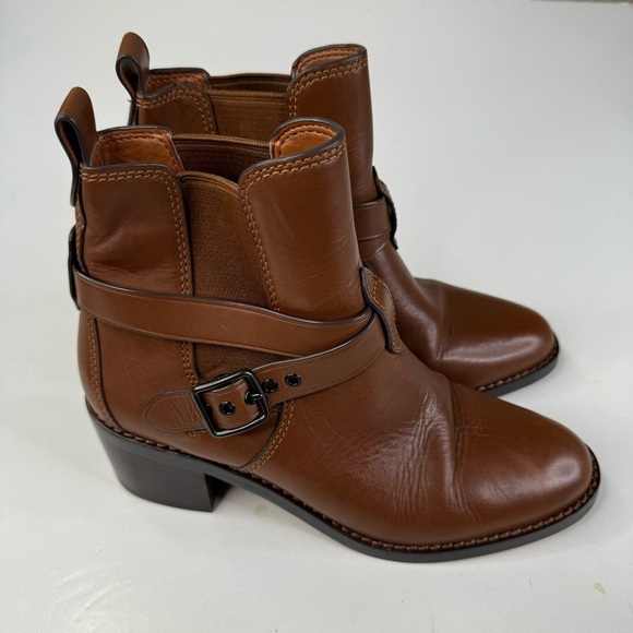 Coach Brown Leather Ankle Boots Size 7.5 - Picture 1 of 8